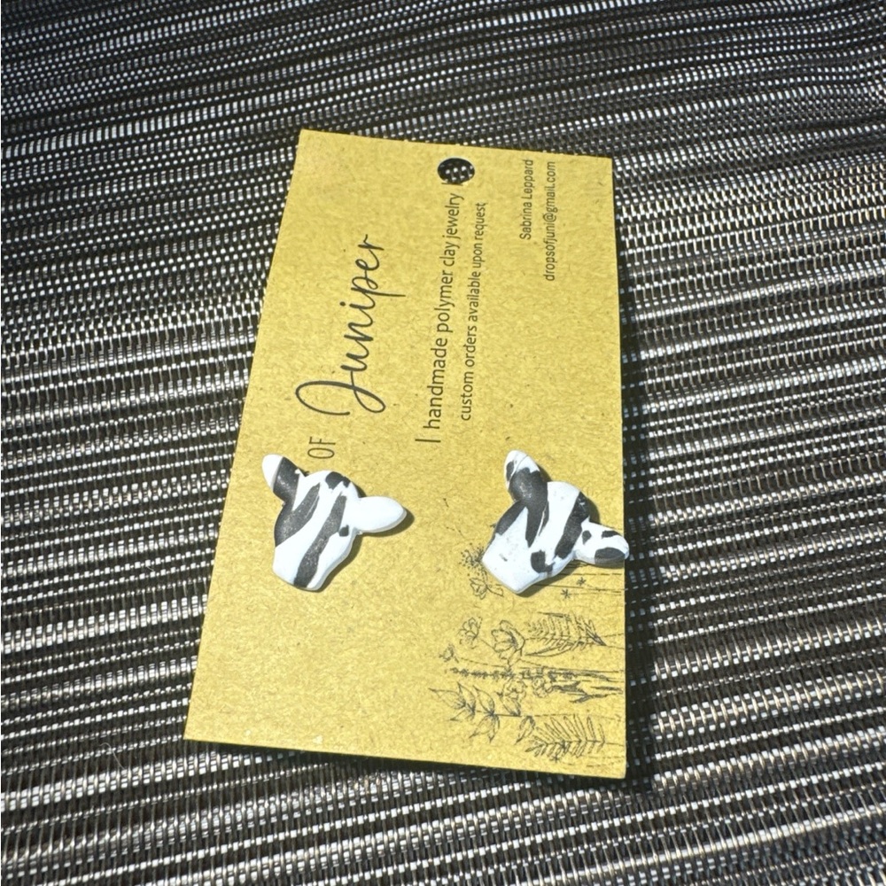 Black and White Cow Earrings